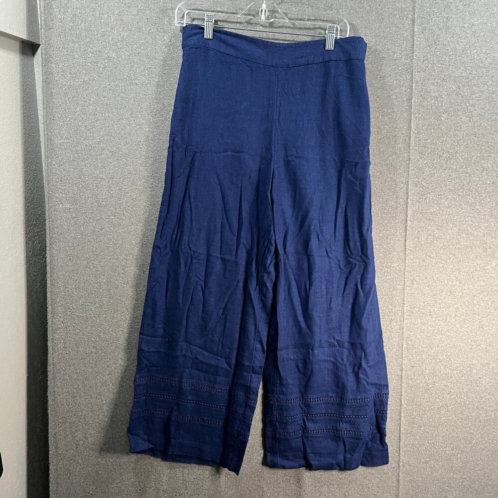 Isaac Mizrahi LIVE! Bridgehampton Linen Blend Pants Midnight Navy, Reg 12
